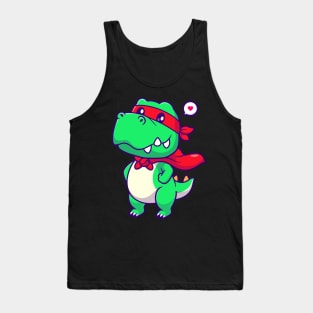 Cute dinosaur super hero cartoon Tank Top